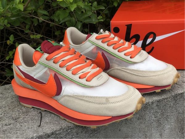 Nike LDWaffle CLOT sacai Net Orange Blaze double-up