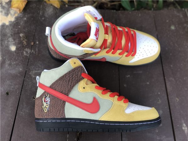 Nike SB Dunk High Color Skates Kebab and Destroy red swoosh