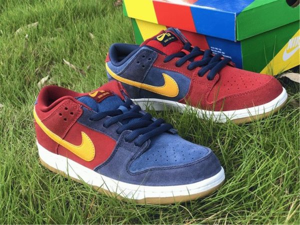 Nike SB Dunk Low Catalonia Maroon Navy Gold for sale