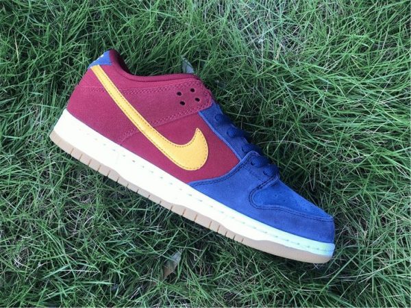 Nike SB Dunk Low Catalonia Maroon Navy Gold lateral side