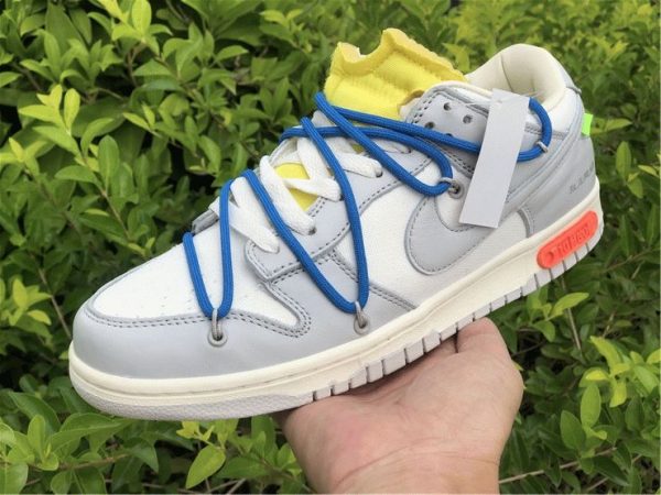 Off-White x Futura x Nike Dunk Grey Blue on hand