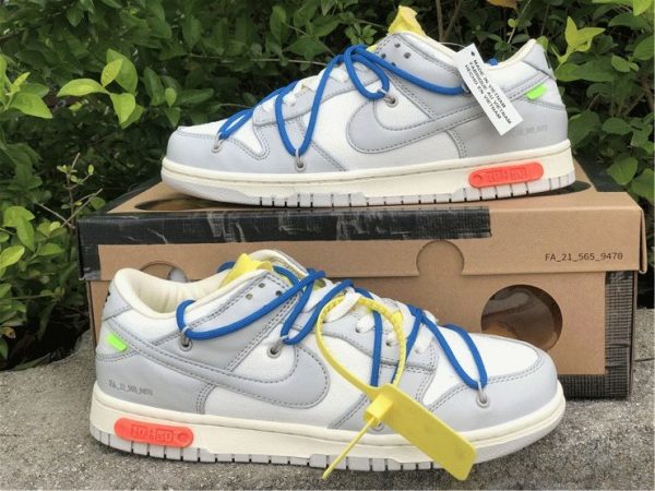 Off-White x Futura x Nike Dunk Grey Blue swoosh