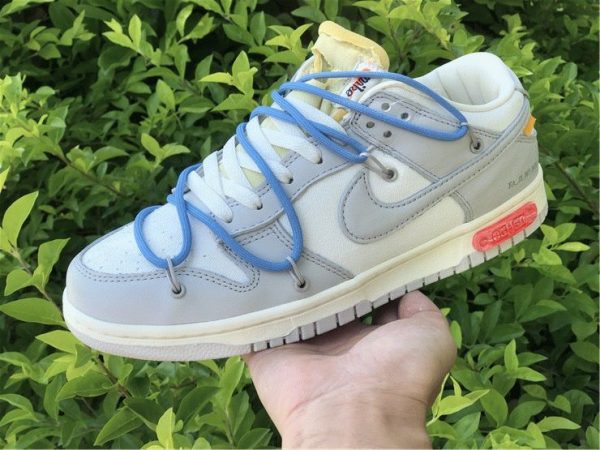 Off-White x Nike Dunk Low The 50 of 05 Grey Blue on hand look