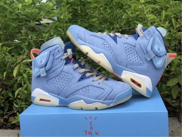 Blue Travis Scott x Air Jordan 6 Houston Oilers panling