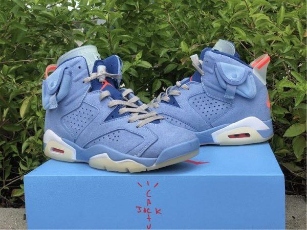 Blue Travis Scott x Air Jordan 6 Houston Oilers shoes