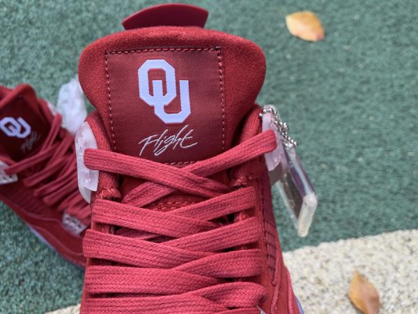 Jordan 4 Retro Oklahoma Sooners PE tongue