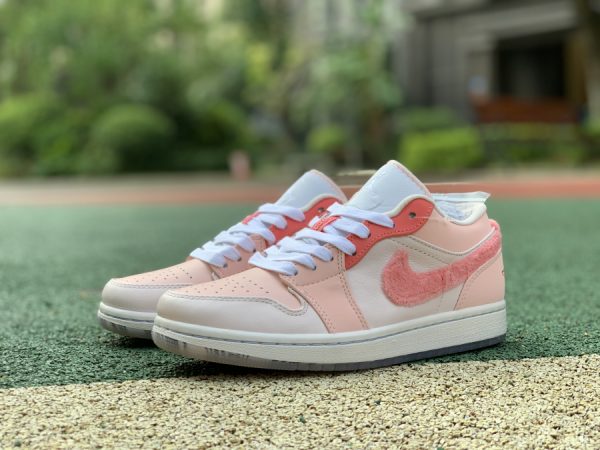 women Air Jordan 1 Low Mighty Swooshers Furry Pink