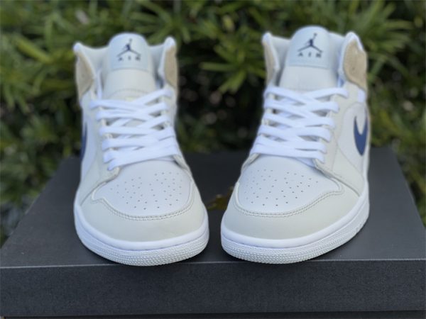 Air Jordan 1 Mid White Tan Navy front