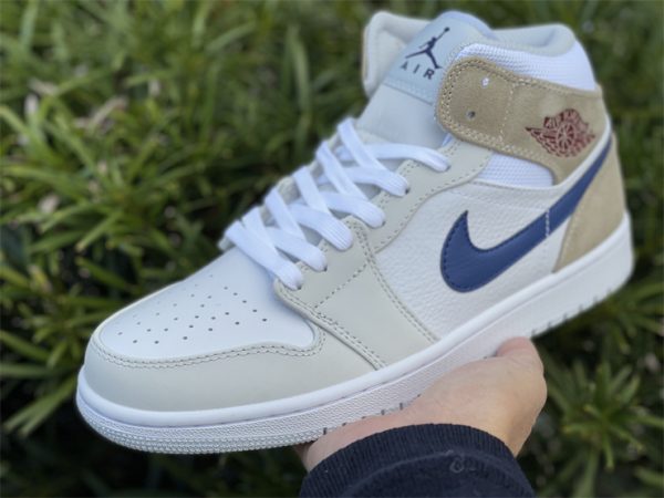 Air Jordan 1 Mid White Tan Navy on hand