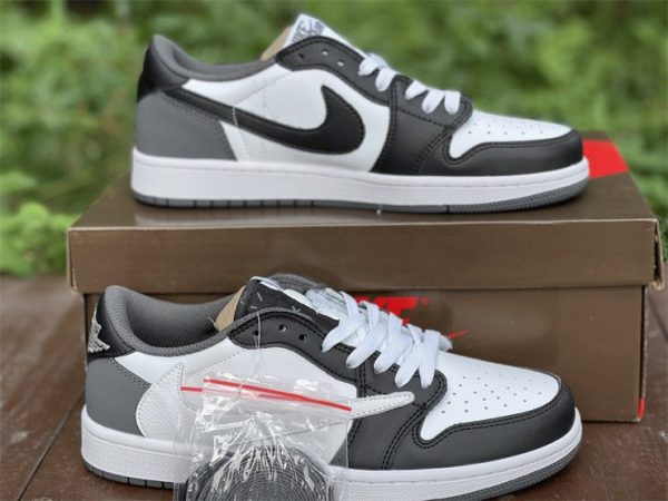 mend Jordan 1 Low Travis Scott Black White Grey