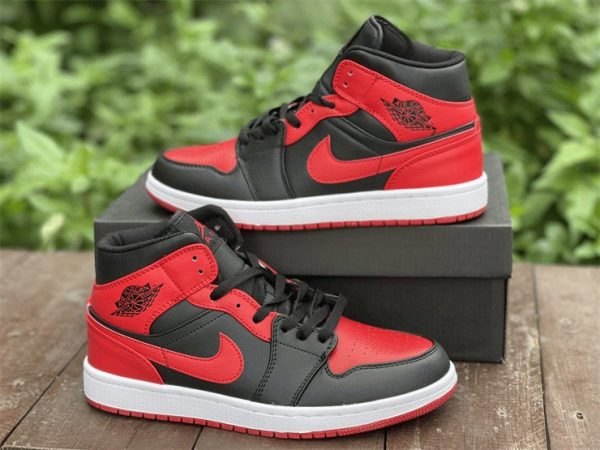 Air Jordan 1 Mid Black Red Bred for sale