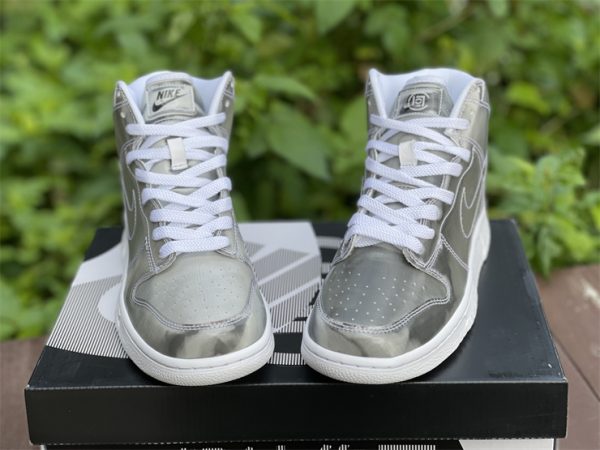 Clot x Nike Dunk High Metallic Silver front