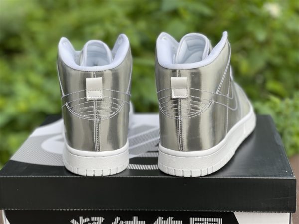 Clot x Nike Dunk High Metallic Silver heel