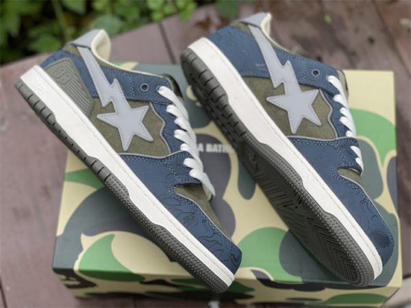 Bathing Ape Bape StaSolebox Camo Green Nave Blue sneaker