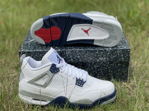 new Air Jordan 4 Retro Midnight Navy Light Smoke Grey-Fire Red