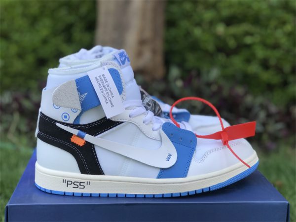 Air Jordan 1 X Off-White NRG PS5 Blue close look