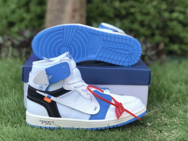 Air Jordan 1 X Off-White NRG PS5 Blue underfoot