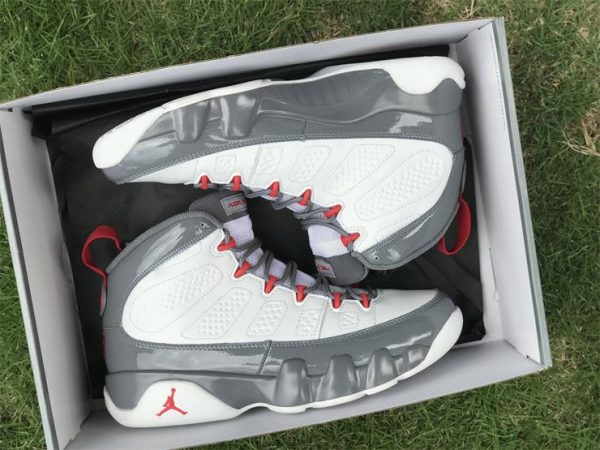 Air Jordan 9 Fire Red Red-Cool Grey in box