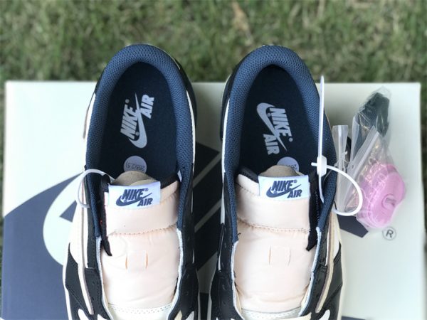 Jordan 1 Low Fragment x Travis Scott White Midnight Navy detail look