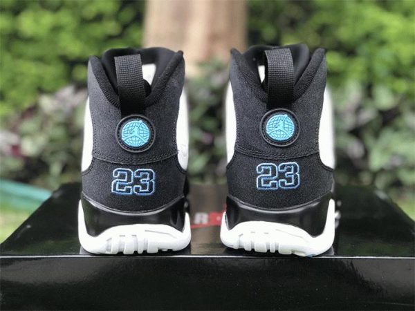 Air Jordan 9 University Blue White Black heel