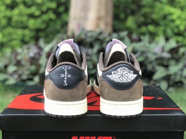 Fragment design x Travis Scott x Nike Air jordan 1 Low OG SP TS Brown back heel