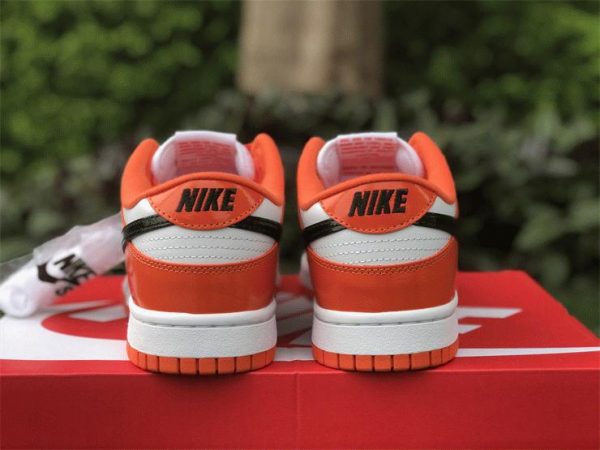 Nike Dunk Low White Orange Patent Halloween 2022 heel