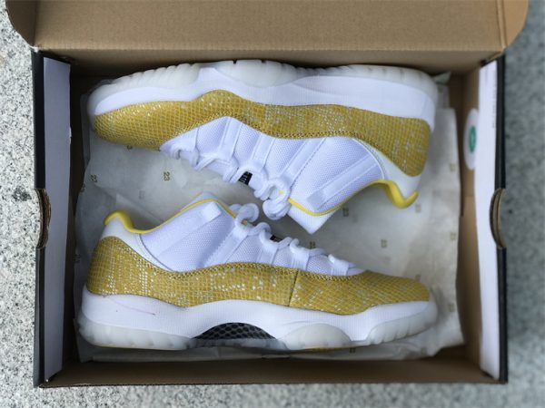 Air Jordan 11 Low White Yellow Snakeskin in box