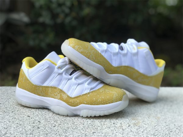 nice Air Jordan 11 Low White Yellow Snakeskin