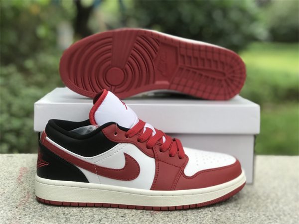 Air Jordan 1 Low White Black Sail Gym Red for sale online